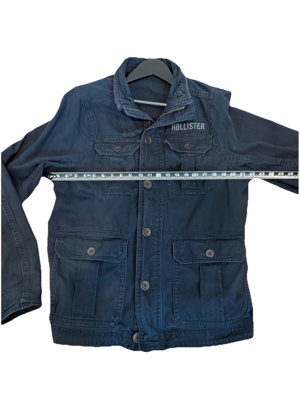Hollister Men Canvas Preppy Grunge Navy Blue Utility Zip Jacket Workwear M